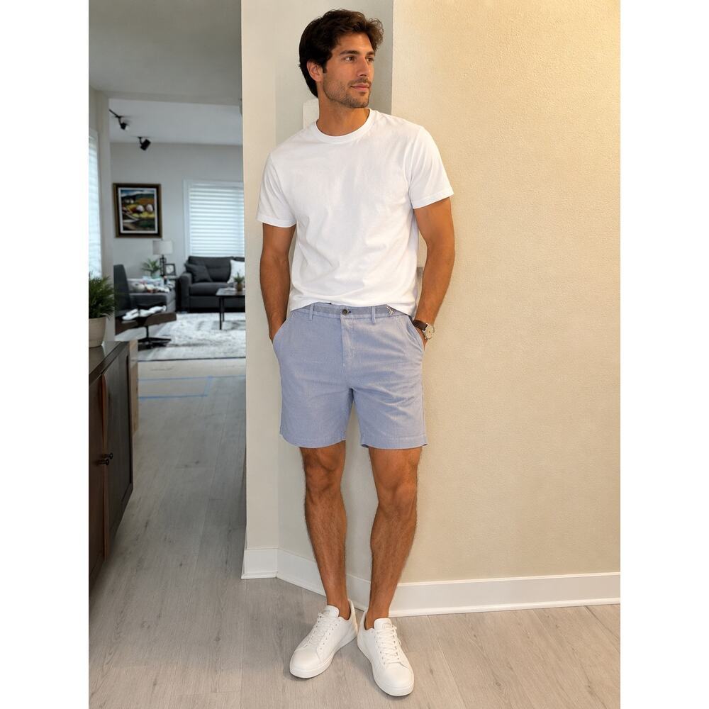 Mason’s Striped Blue Golf Shorts